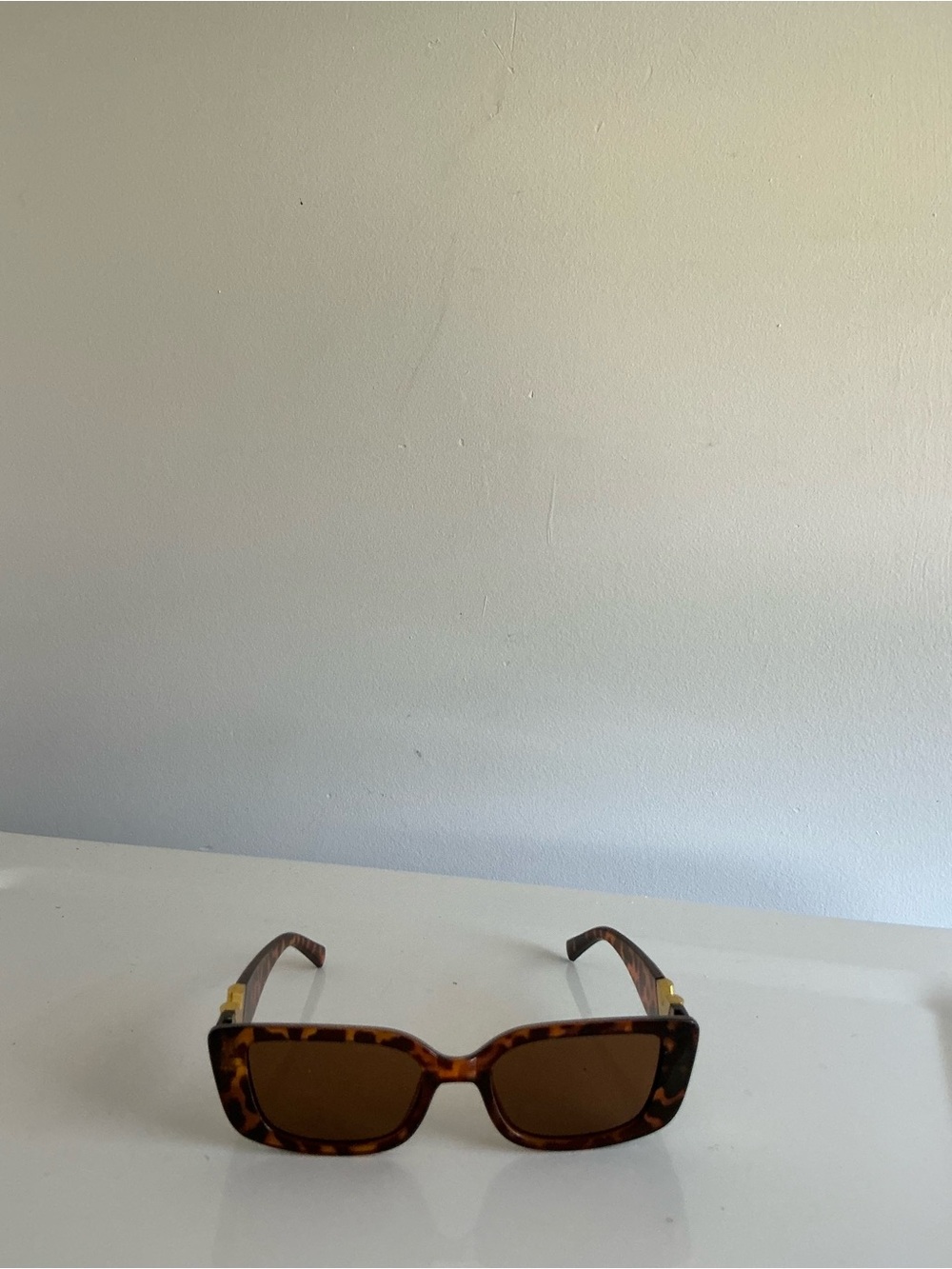 Tortoiseshell Rectangular Women's Sunglasses - Brown Lenses